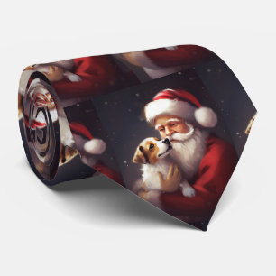 Jack Russell With Santa Claus Festive Christmas Tie