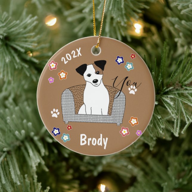Jack Russell Xmas Ceramic Ornament (Tree)