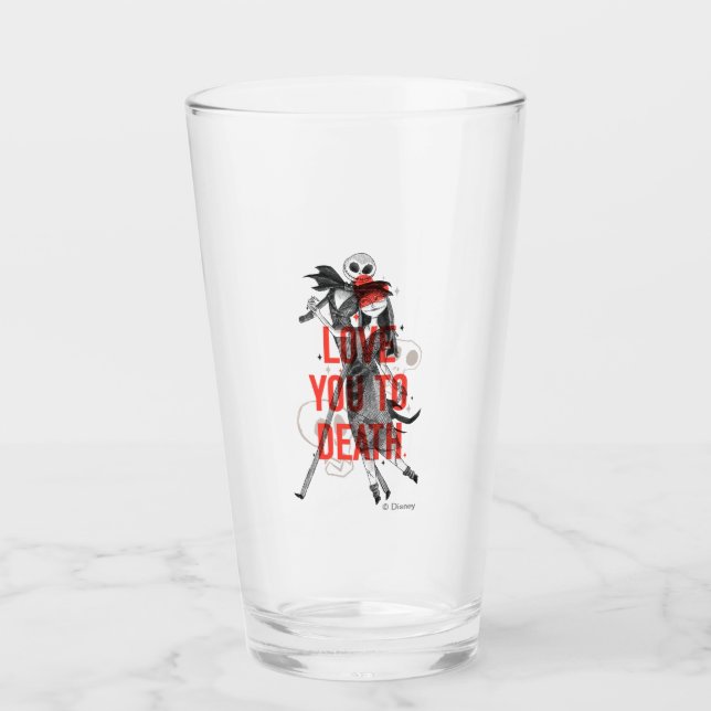 Jack & Sally - Love You To Death Typography Glass (Front)