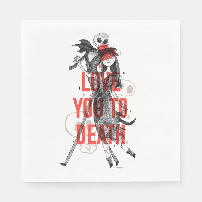 Jack & Sally - Love You To Death Typography Napkin (Front)