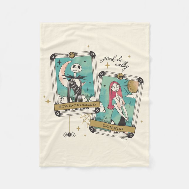 Jack & Sally Star-Crossed Lovers Tarot Cards Fleece Blanket (Front)