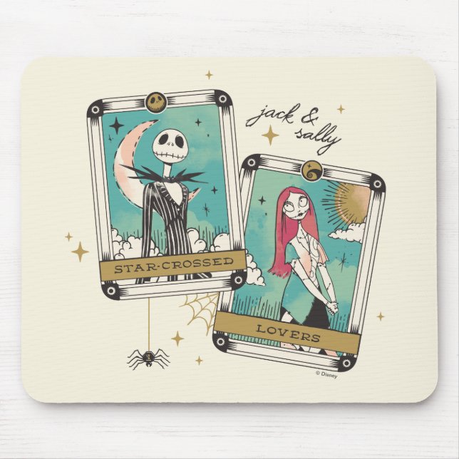 Jack & Sally Star-Crossed Lovers Tarot Cards Mouse Pad (Front)