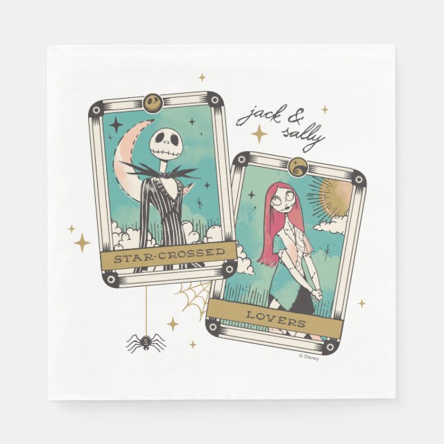 Jack & Sally Star-Crossed Lovers Tarot Cards Napkin (Front)