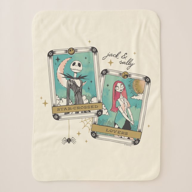 Jack & Sally Star-Crossed Lovers Tarot Cards Sherpa Blanket (Front)