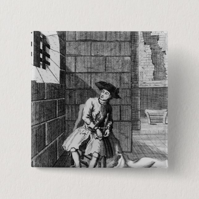 Jack Shepperd in Newgate Prison, 1724 2 Inch Square Button (Front)