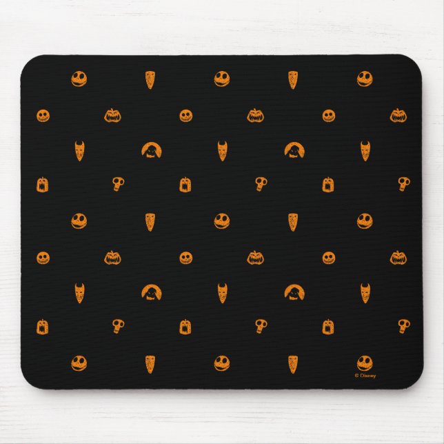 Jack Skellington Black & Orange Polka Dot Pattern Mouse Pad (Front)