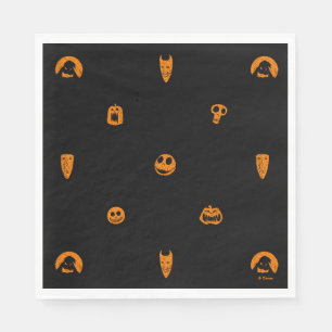 Jack Skellington Black & Orange Polka Dot Pattern Napkin