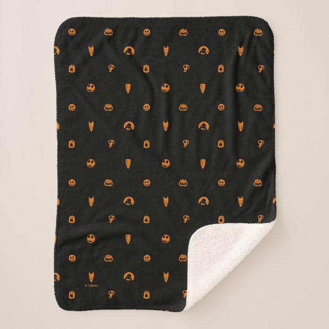 Jack Skellington Black & Orange Polka Dot Pattern Sherpa Blanket (Front)