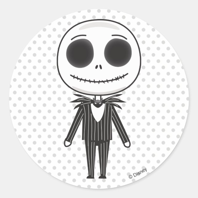 Jack Skellington Emoji Classic Round Sticker (Front)