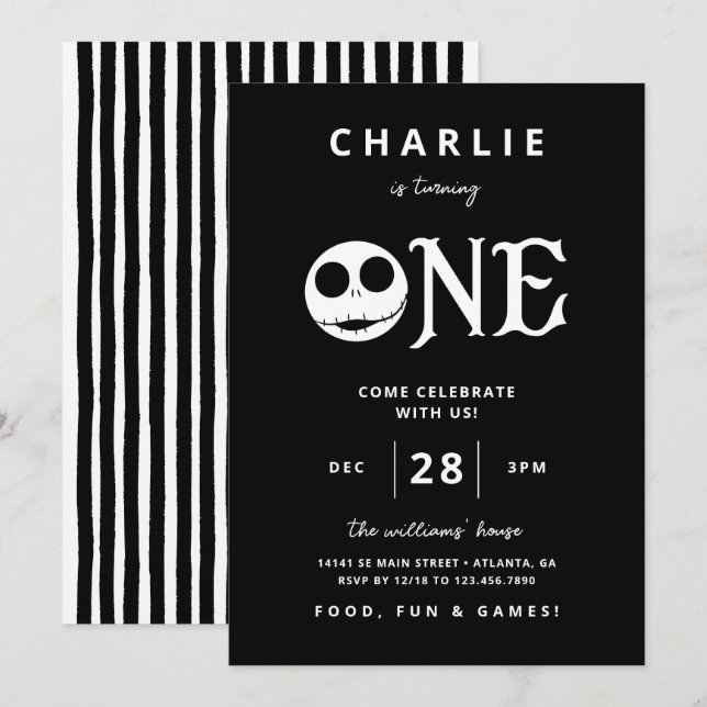 Jack Skellington First Birthday - ONE Invitation (Front/Back)