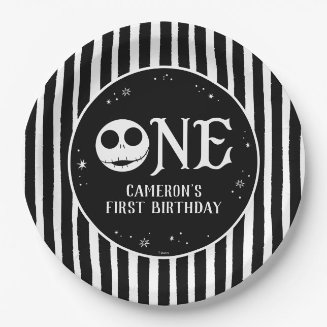 Jack Skellington First Birthday - ONE Paper Plate (Front)