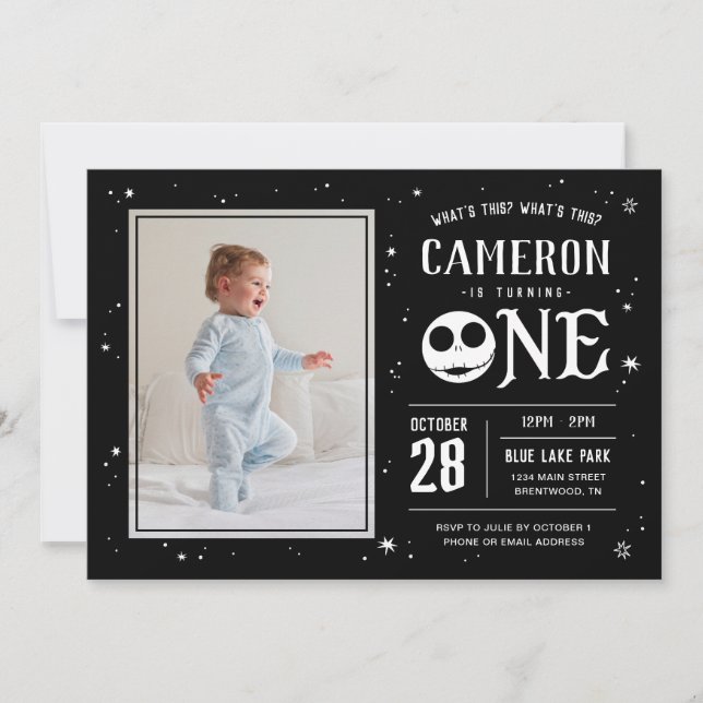 Jack Skellington First Birthday - ONE Photo Invitation (Front)