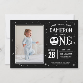 Jack Skellington First Birthday - ONE Photo Invitation