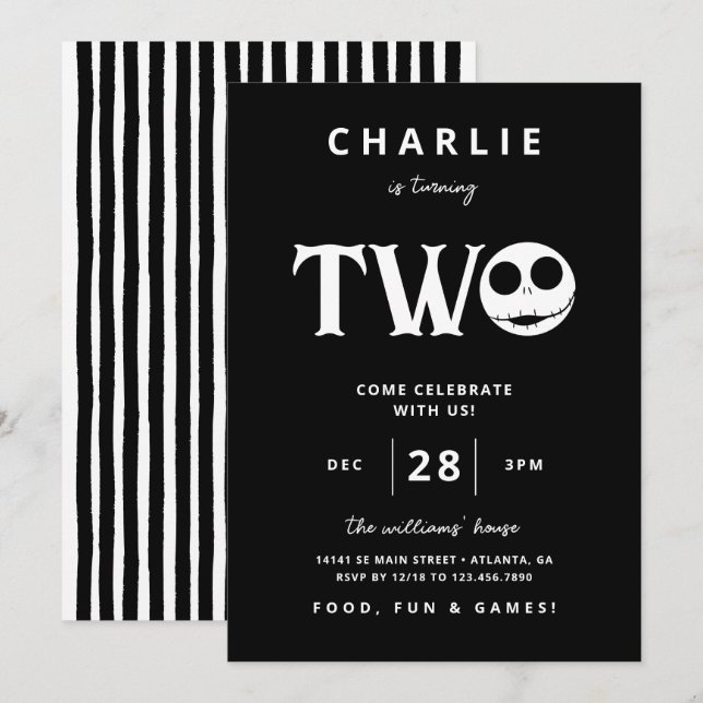 Jack Skellington First Birthday - TWO Invitation (Front/Back)