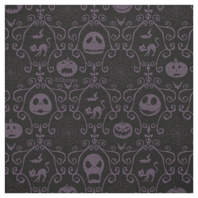 Jack Skellington Halloween Filigree Pattern Fabric (Swatch)