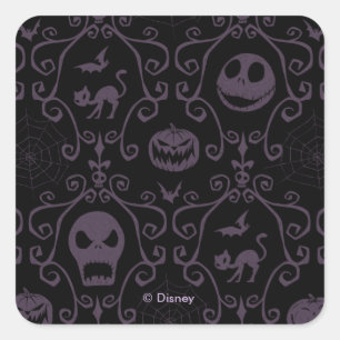 Jack Skellington Halloween Filigree Pattern Square Sticker
