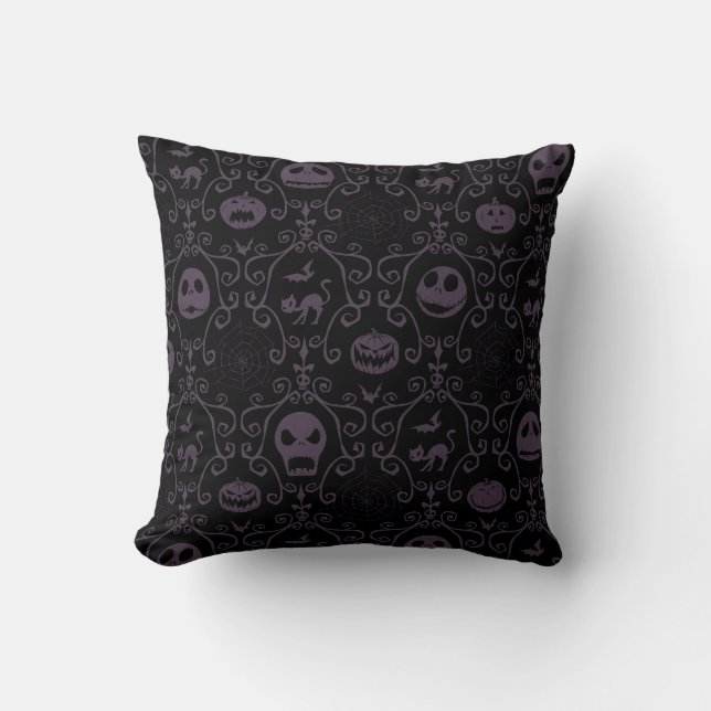 Jack Skellington Halloween Filigree Pattern Throw Pillow (Front)