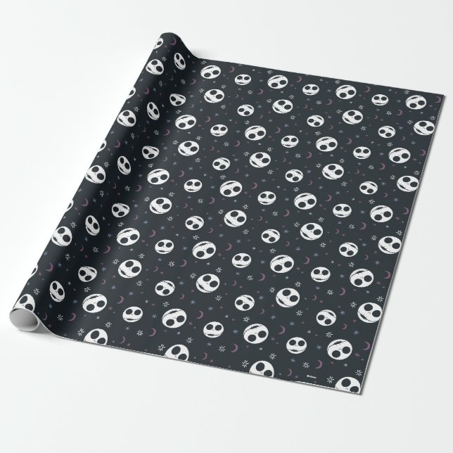 Jack Skellington Head & Stars Pattern Wrapping Paper (Unrolled)