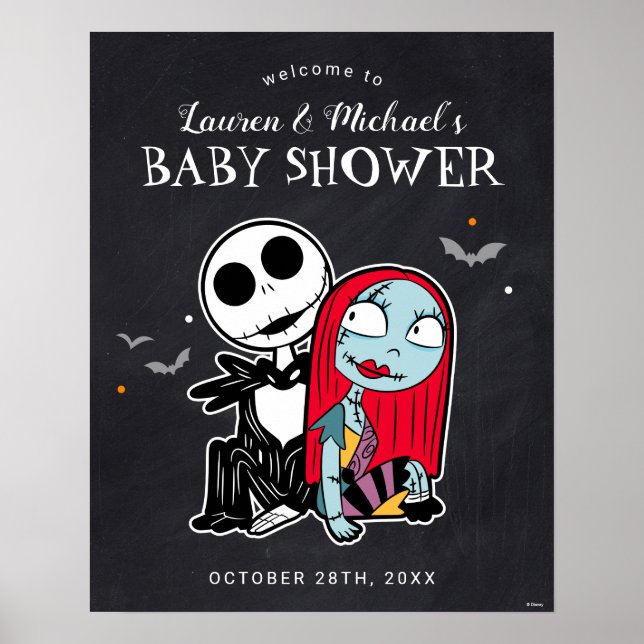 Jack Skellington & Sally Baby Shower Welcome Poster (Front)