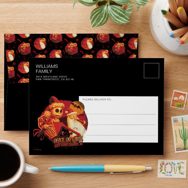 Jack Skellington & Santa Claus Pattern Envelope (Desk)