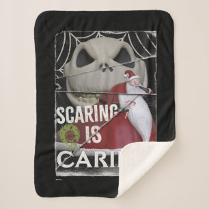 Jack Skellington & Santa   Scaring is Caring Sherpa Blanket