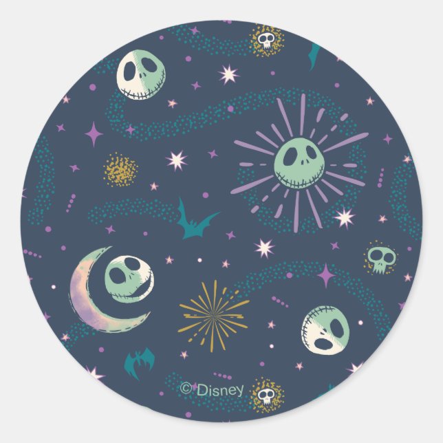 Jack Skellington Sun, Moon, & Stars Tarot Pattern Classic Round Sticker (Front)