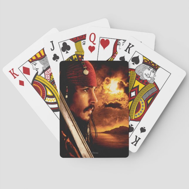 Jack Sparrow Side Face Shot Playing Cards (Back)