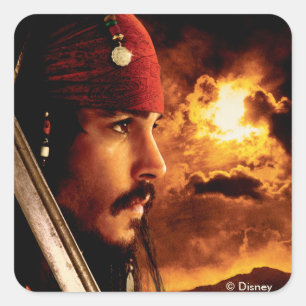 Jack Sparrow Side Face Shot Square Sticker