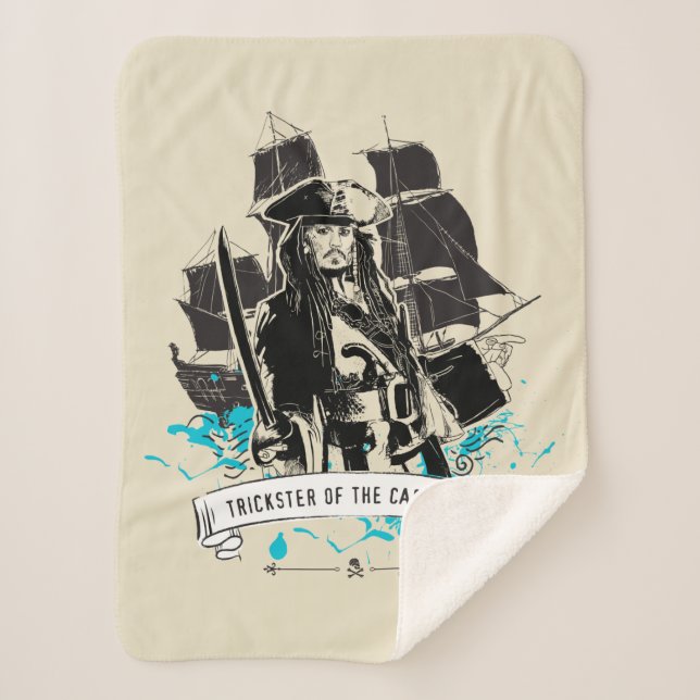 Jack Sparrow - Trickster of the Caribbean Sherpa Blanket (Front)