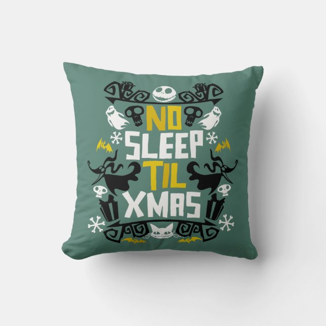 Jack & Zero - No Sleep 'Til Xmas Throw Pillow (Front)
