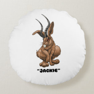 Jackalope “Jackie” Cryptid Round Pillow