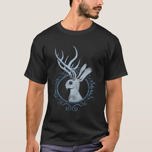 Jackalope Rabbit Fancy Crest T-Shirt (Front)