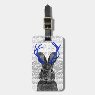 Jackalope with Blue Antlers Luggage Tag