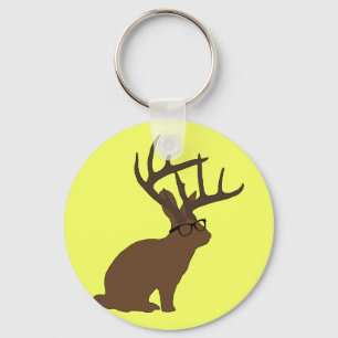 jackalope with glasses keychain