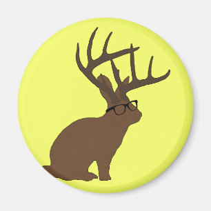 jackalope with glasses magnet