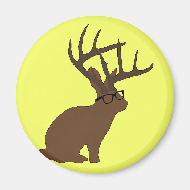 jackalope with glasses magnet (Front)