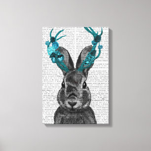 Jackalope with Turquoise Antlers Canvas Print