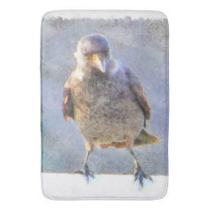 Jackdaw Watercolor Bath Mat