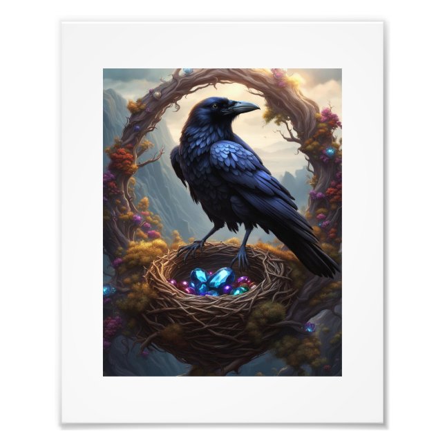Jackdaw with his Nest of Treasures Photo Print (Front)