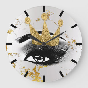 Jacke Princess Of Lashes Silver Grey Gold Marble Large Clock