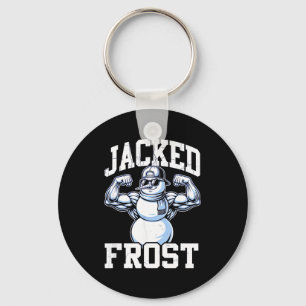 Jacked Frost Muscular Snowman Vintage Gym  Keychain