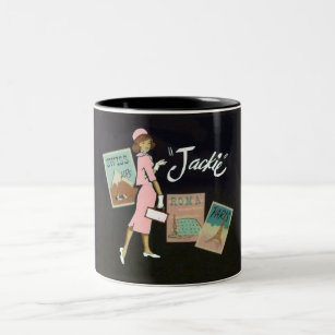 Jackie Kennedy Travel Poster Two-Tone Coffee Mug