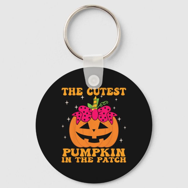 Jackolantern Halloween Pumpkin Unicorn Girl Toddle Keychain (Front)