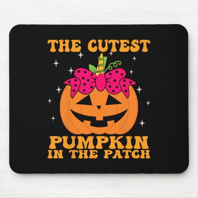 Jackolantern Halloween Pumpkin Unicorn Girl Toddle Mouse Pad (Front)