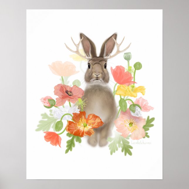 Jackolope Poppies Poster (Front)
