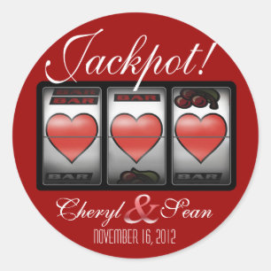 Jackpot Hearts We're Doing It In Vegas (Large) Classic Round Sticker