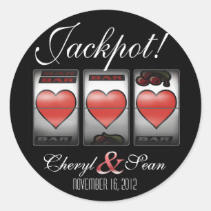 Jackpot Hearts We're Doing It In Vegas (Large) Classic Round Sticker