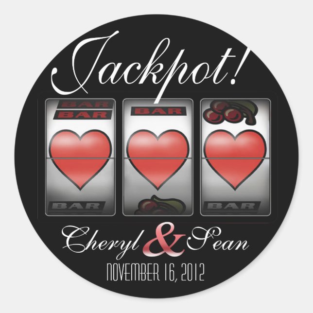 Jackpot Hearts We're Doing It In Vegas (Small) Classic Round Sticker (Front)