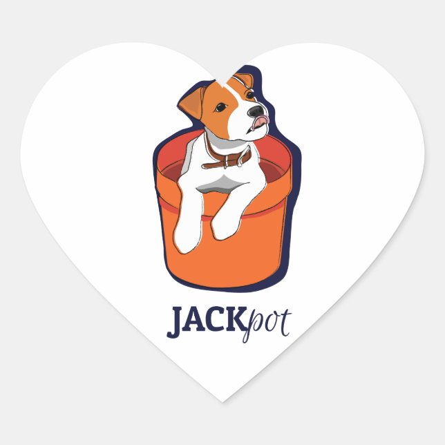 "Jackpot" Jack Russell Terrier Heart Sticker (Front)