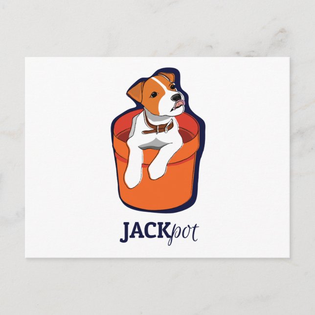 "Jackpot" Jack Russell Terrier Postcard (Front)